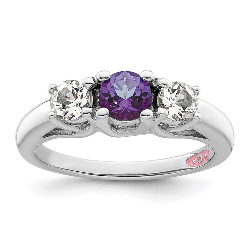 Image of ID 1 Survivor Collection Sterling Silver Rhodium-plated Clear and Purple Swarovski Topaz Pamela Ring