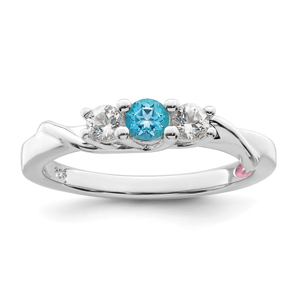 Image of ID 1 Survivor Collection Sterling Silver Rhodium-plated White and Blue Swarovski Topaz Joanna Ring