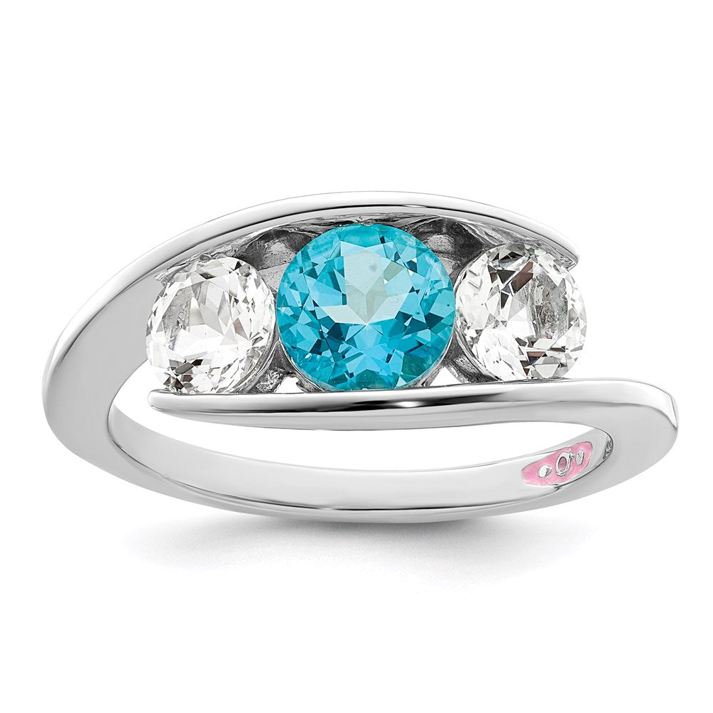 Image of ID 1 Survivor Collection Sterling Silver Rhodium-plated White and Blue Swarovski Topaz Journey Ring