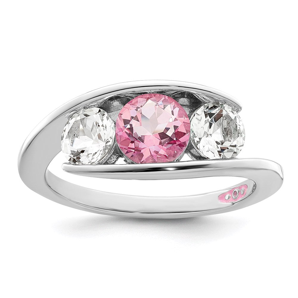 Image of ID 1 Survivor Collection Sterling Silver Rhodium-plated White and Pink Swarovski Topaz Journey Ring