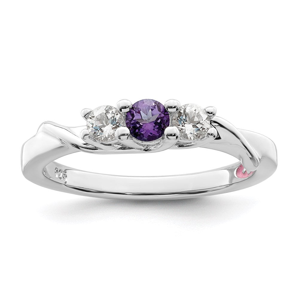 Image of ID 1 Survivor Collection Sterling Silver Rhodium-plated White and Purple Swarovski Topaz Joanna Ring