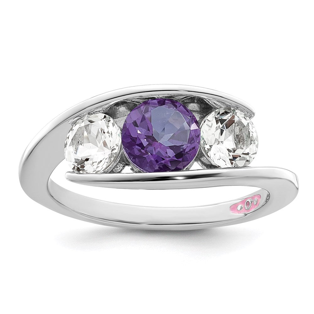 Image of ID 1 Survivor Collection Sterling Silver Rhodium-plated White and Purple Swarovski Topaz Journey Ring