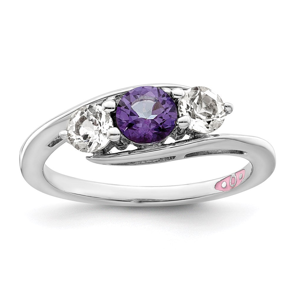 Image of ID 1 Survivor Collection Sterling Silver Rhodium-plated White and Purple Swarovski Topaz Sue Ring