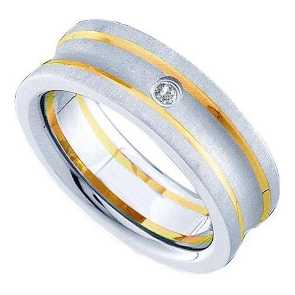 Image of ID 1 Tungsten Carbide Yellow Gold Round Diamond Fusion Band Ring 1/20 Cttw