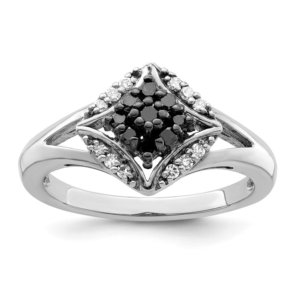Image of ID 1 White Night Sterling Silver Rhodium-plated Black and White Diamond Ring