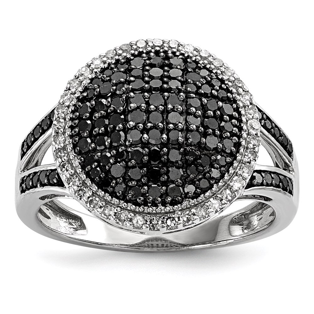 Image of ID 1 White Night Sterling Silver Rhodium-plated Black and White Diamond Round Ring