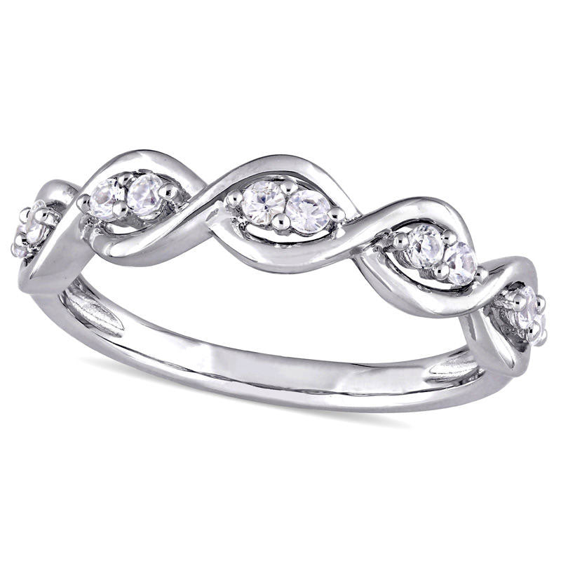 Image of ID 1 White Sapphire Duo Twist Ring in Solid 14K White Gold