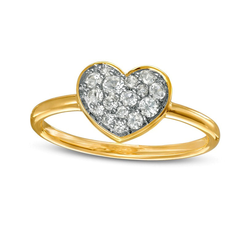 Image of ID 1 White Topaz Cluster Heart Ring in Solid 10K Yellow Gold