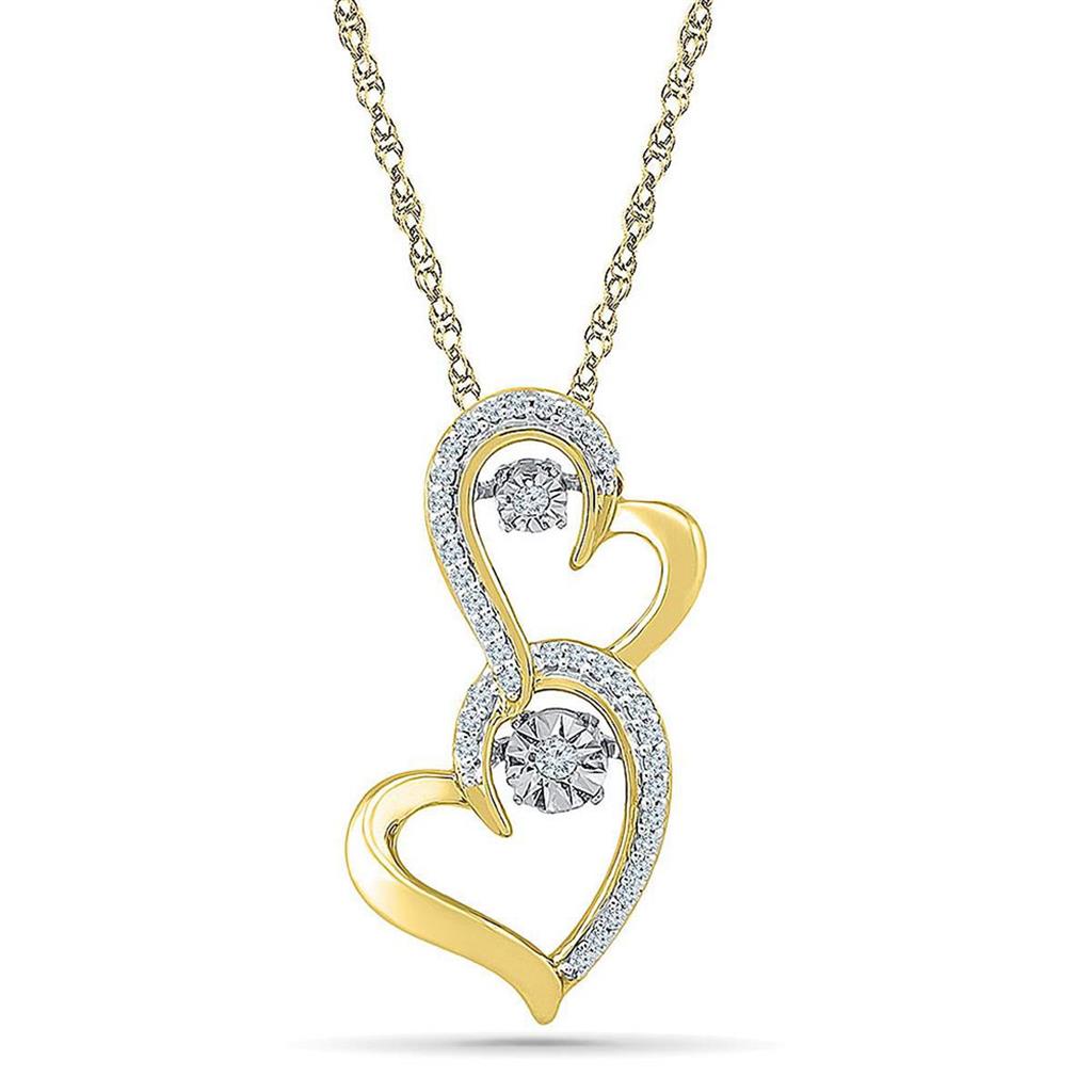 Image of ID 1 Yellow-Tone Sterling Silver Round Diamond Moving Heart Pendant 1/8 Cttw
