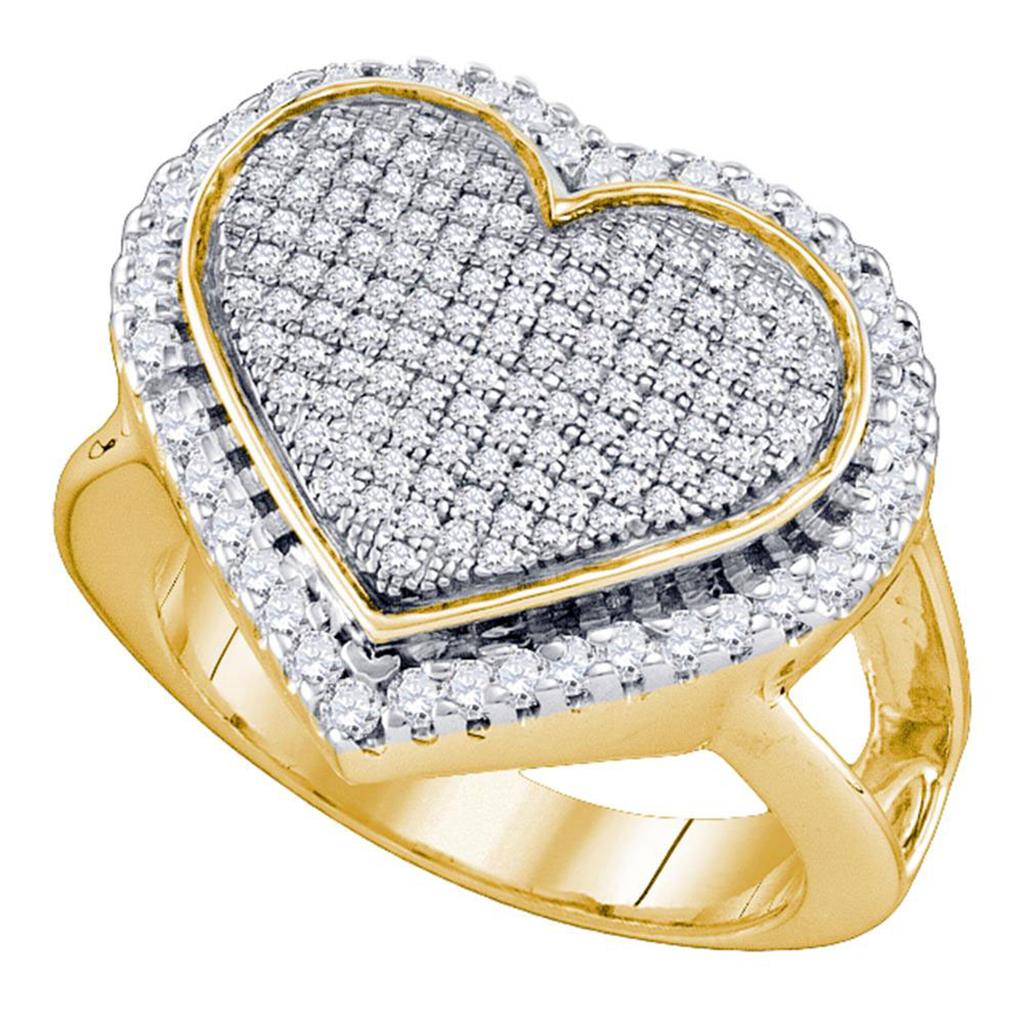 Image of ID 1 Yellow-tone Sterling Silver Round Diamond Heart Ring 1/6 Cttw