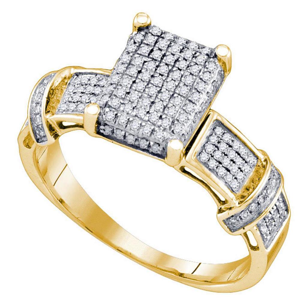 Image of ID 1 Yellow-tone Sterling Silver Round Diamond Rectangle Cluster Ring 1/3 Cttw
