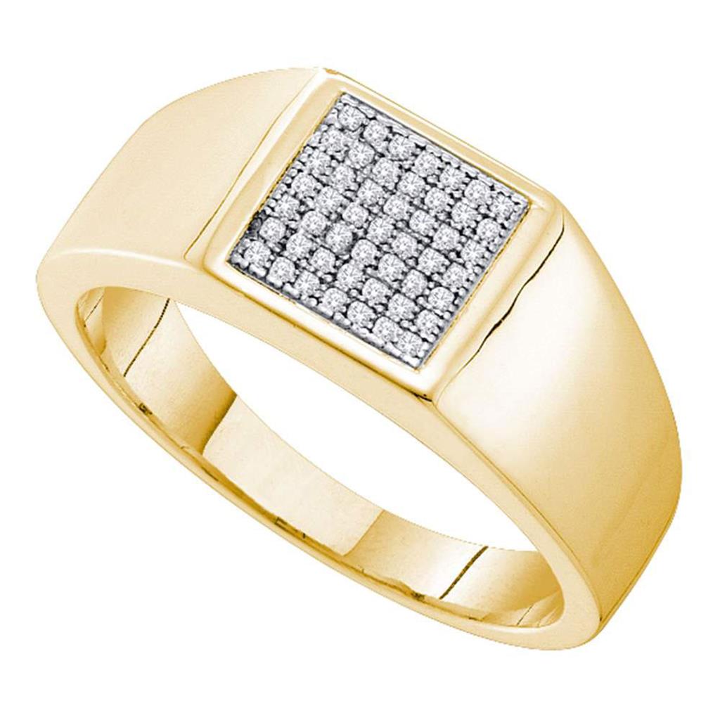 Image of ID 1 Yellow-tone Sterling Silver Round Diamond Square Cluster Ring 1/6 Cttw