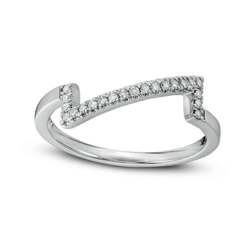 Image of ID 1 ZALES x SCAD 007 CT TW Natural Diamond Sideways Z Ring in Sterling Silver