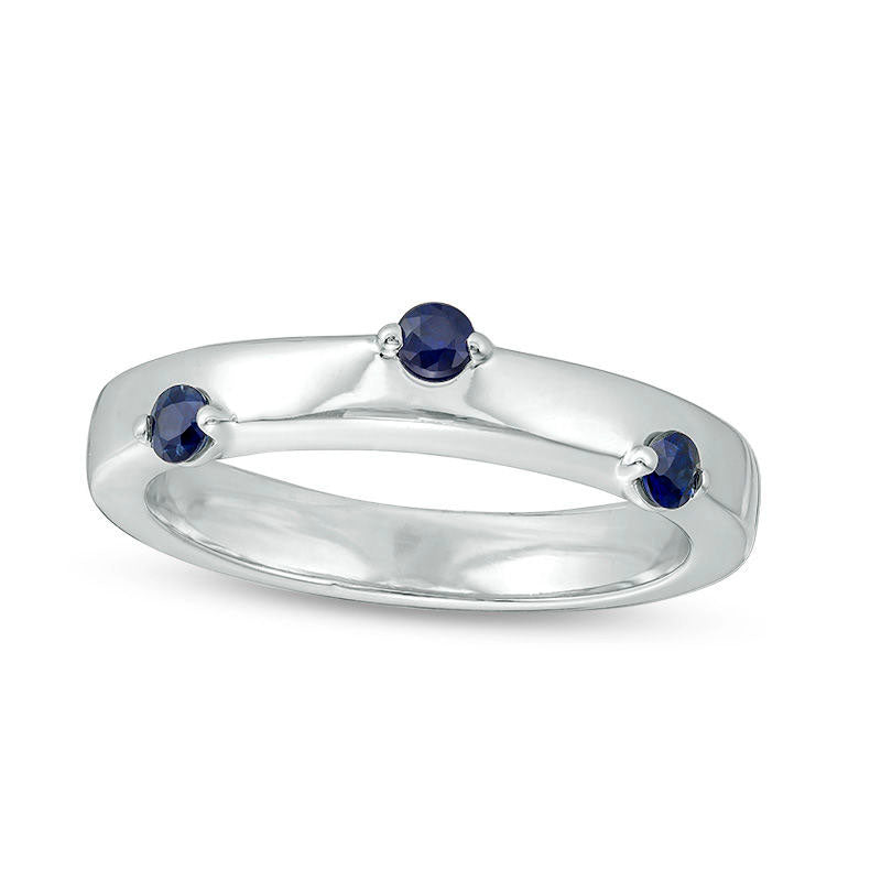Image of ID 1 ZALES x SCAD Blue Sapphire Three Stone Scatter Ring in Sterling Silver
