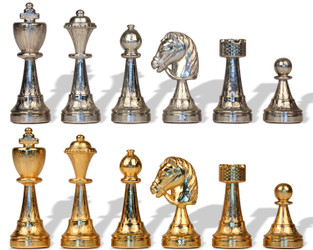 Image of ID 1015583849 Italian Arabesque Staunton Gold & Silver Chess Set by Italfama