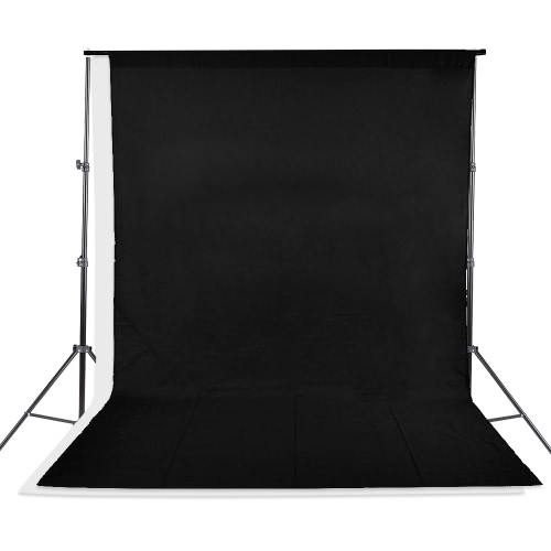 Image of ID 1195952833 Photo Studio Kit Set Backdrop Stand with Storage Bag Black White Nonwoven Backdrops and Mini Clips