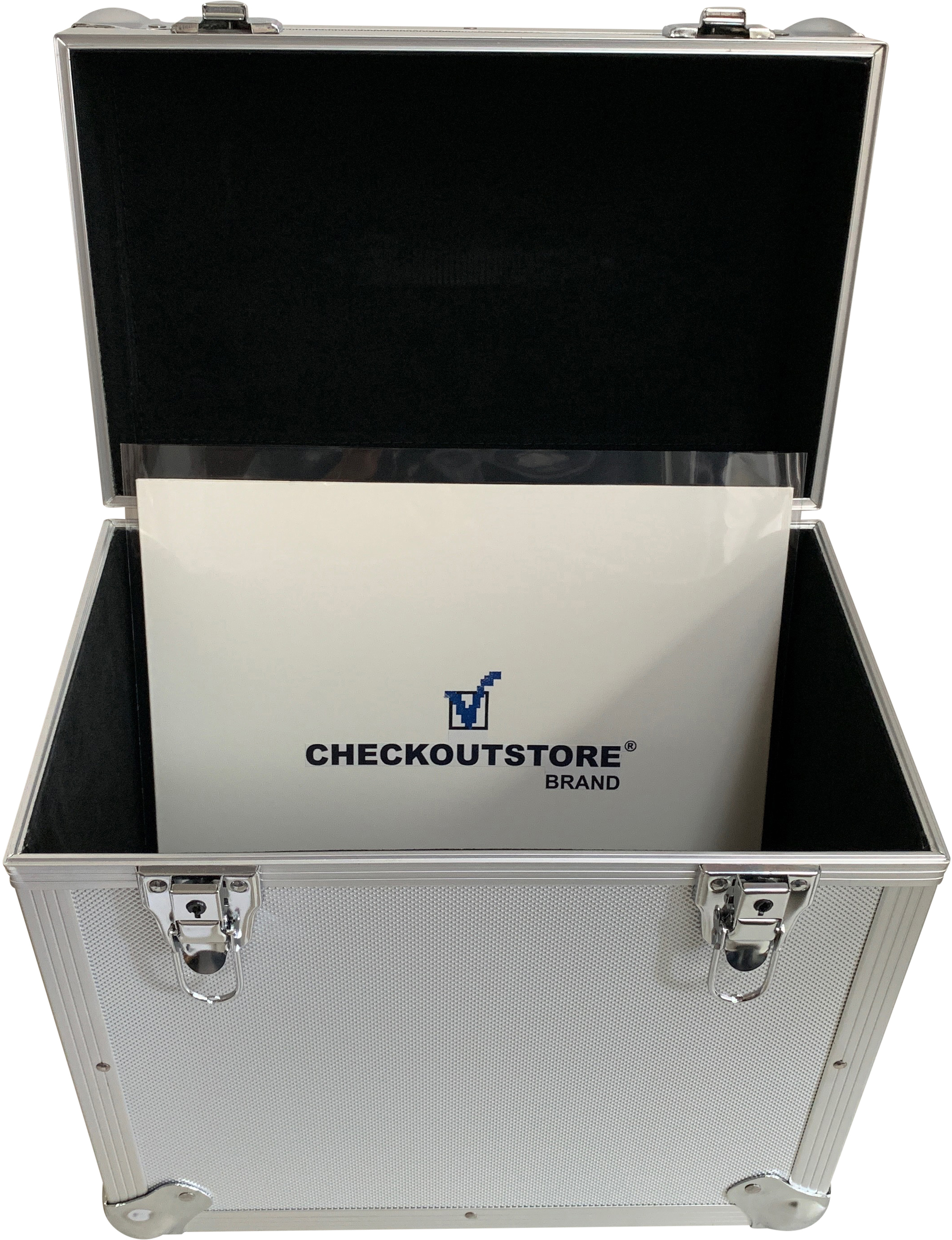 Image of ID 1214258994 CheckOutStore Silver Aluminum 12" LP Vinyl Record Storage Box (Holds 50 Records)