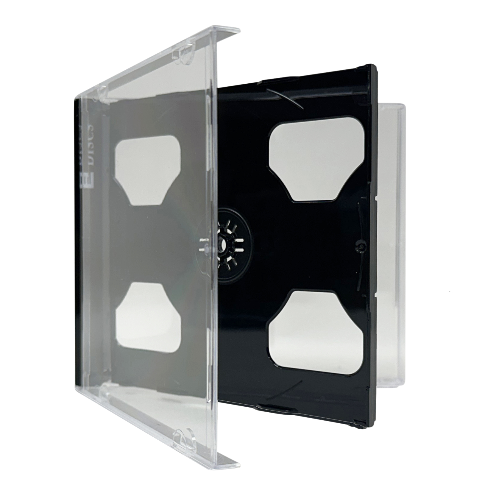 Image of ID 1214259368 1200 STANDARD Black Smart Tray Double CD Jewel Case