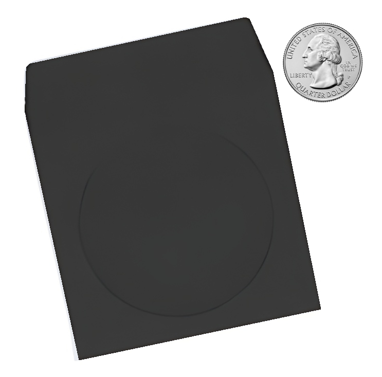 Image of ID 1214259909 5000 Black 3" Mini Paper CD Sleeves with Window & Flap