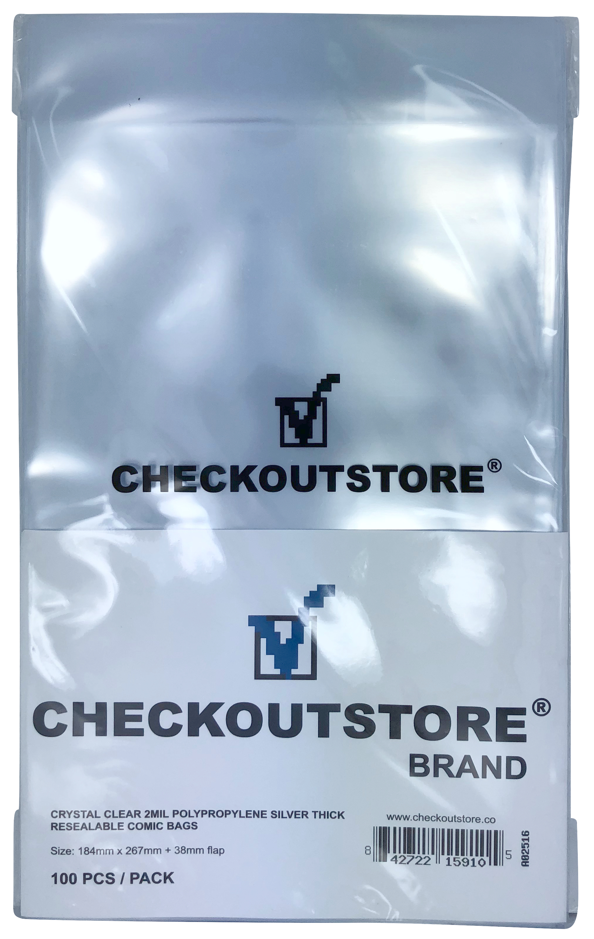 Image of ID 1214260743 2000 CheckOutStore Crystal Clear Silver Age Thick Comic Book Bags with Sealable Flap