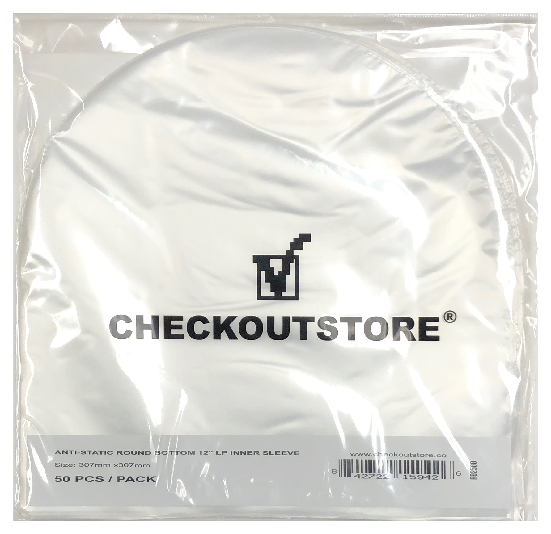 Image of ID 1214260953 1000 CheckOutStore Anti Static Round Bottom Semi-transparent for 12" LP Vinyl 33 RPM (Inner Sleeves)