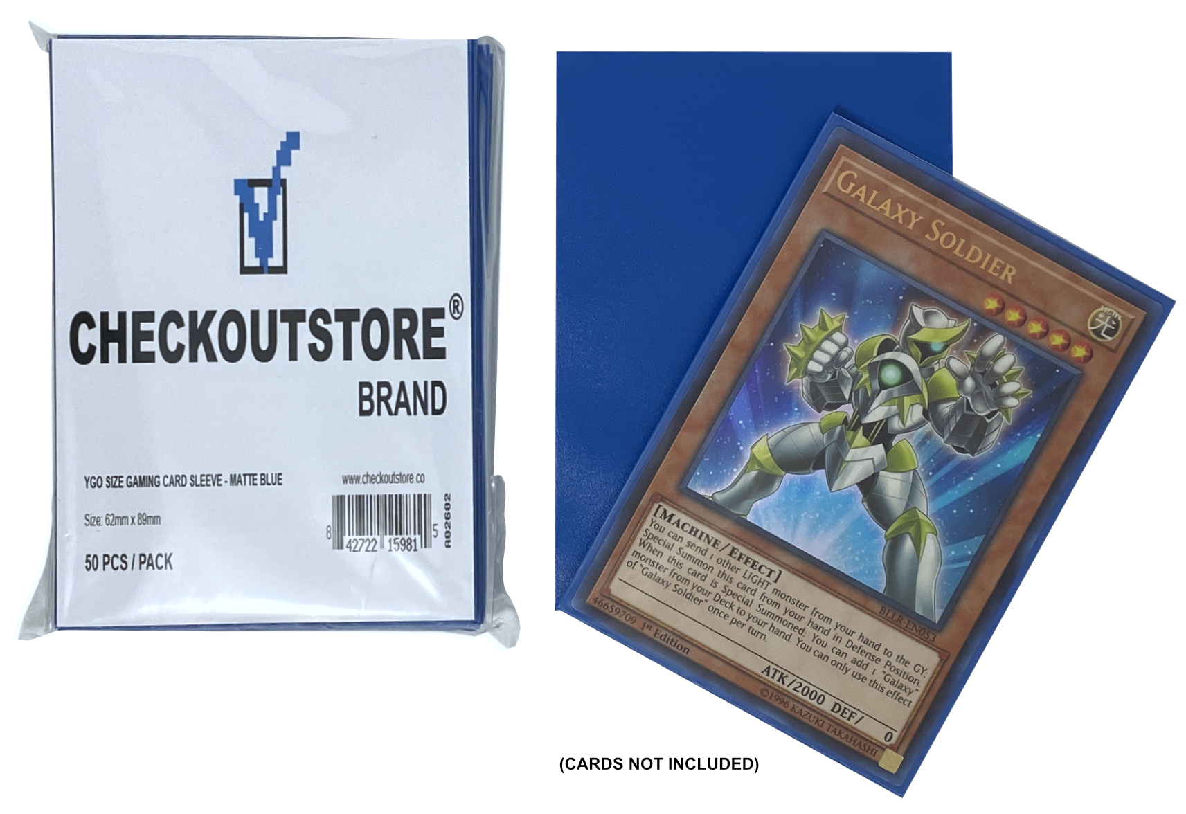 Image of ID 1214261051 10000 CheckOutStore Matte Blue Protective Sleeves compatible with Yu-Gi-Oh Cardfight Vanguard (62 x 89 mm)