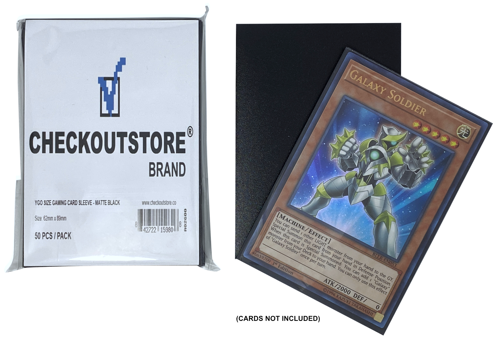 Image of ID 1214261061 10000 CheckOutStore Matte Black Protective Sleeves compatible with Yu-Gi-Oh Cardfight Vanguard (62 x 89 mm)