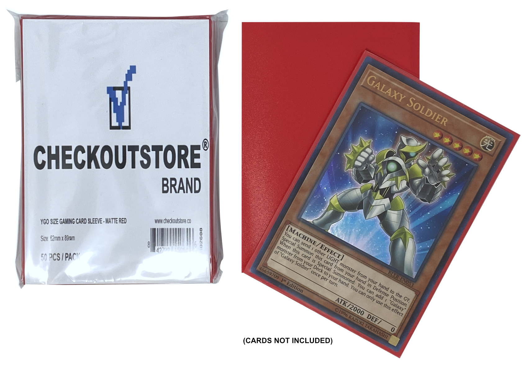 Image of ID 1214261130 10000 CheckOutStore Matte Red Protective Sleeves compatible with Yu-Gi-Oh Cardfight Vanguard (62 x 89 mm)