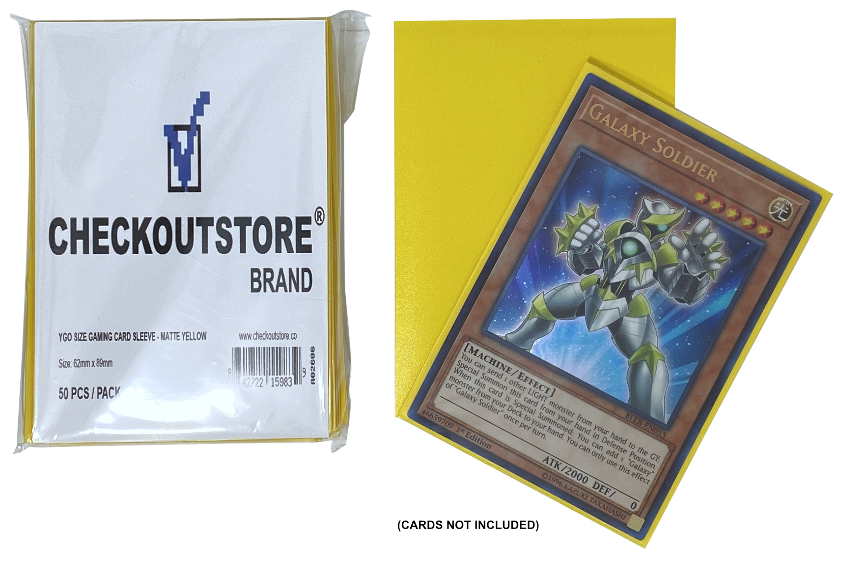 Image of ID 1214261170 10000 CheckOutStore Matte Yellow Protective Sleeves compatible with Yu-Gi-Oh Cardfight Vanguard (62 x 89 mm)