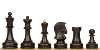 Image of ID 1224672078 Dubrovnik Series Chess Set Ebonized & Boxwood Pieces with Mahogany & Maple Molded Edge Board - 39" King