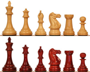 Image of ID 1224672084 New Exclusive Staunton Chess Set with Padauk & Boxwood Pieces - 4" King