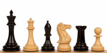 Image of ID 1235708576 New Exclusive Staunton Chess Set with Ebonized & Boxwood Pieces - 4" King