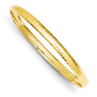 Image of ID 1247851817 14K Gold Hammered Hinged Bracelet (3/16")