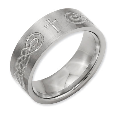 Image of ID 1247852378 Celtic Infinity Knot Cross Titanium Ring