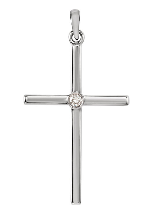 Image of ID 1247854211 Diamond Solitaire Platinum Cross Necklace