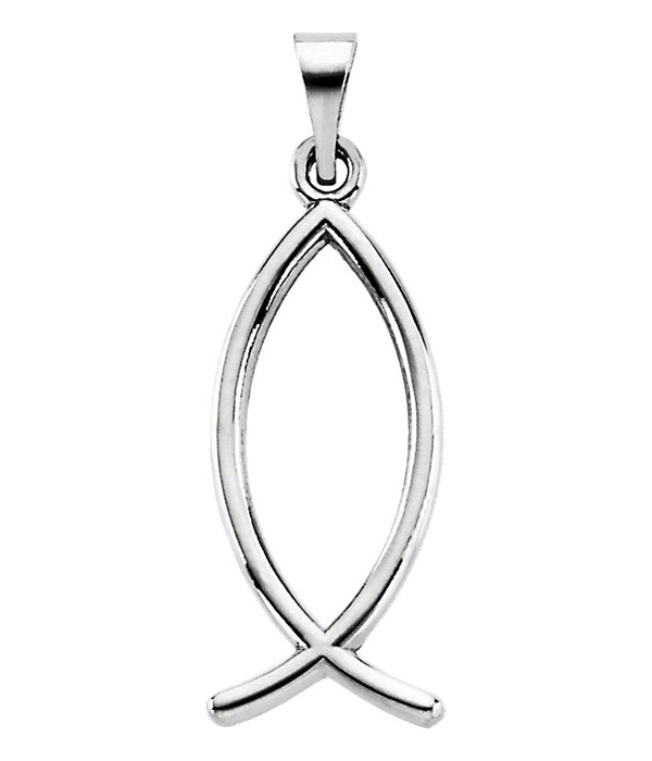 Image of ID 1247854902 14K White Gold Ichthus Fish Pendant