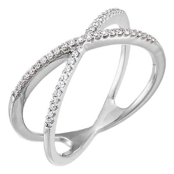 Image of ID 1247855482 Diamond Criss-Cross Ring 14K White Gold