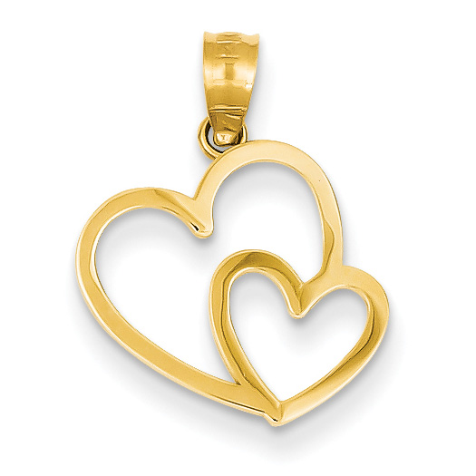 Image of ID 1247855714 14K Gold Double Heart Charm Pendant