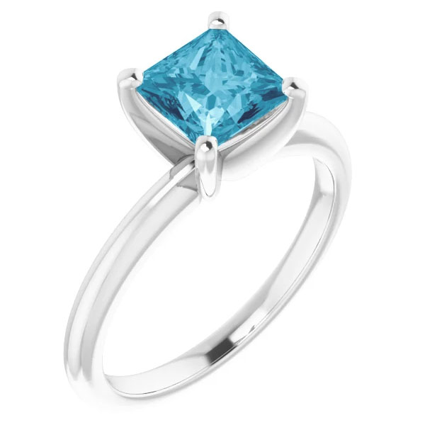 Image of ID 1247857080 1 carat princess-cut aquamarine solitaire ring