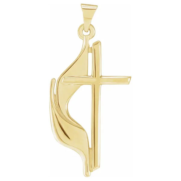 Image of ID 1247857172 18k gold united methodist cross pendant