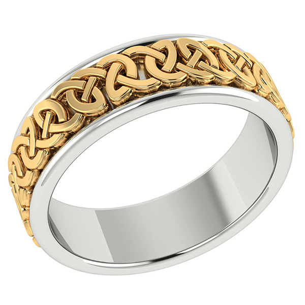 Image of ID 1247857399 18K Two-Tone Gold Handmade Celtic Wedding Band Ring