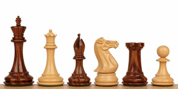 Image of ID 1252283747 New Exclusive Staunton Chess Set Golden Rosewood & Boxwood Pieces - 3" King