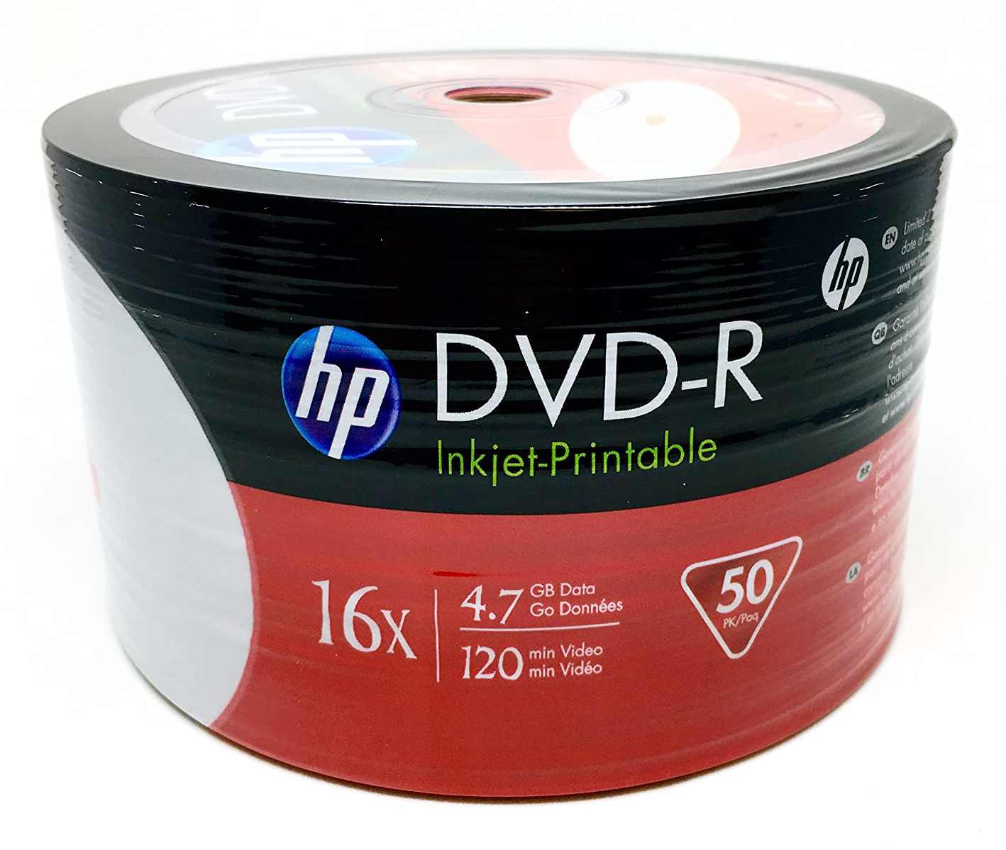 Image of ID 1253348005 200 HP 16X DVD-R 47GB White Inkjet Hub Printable (Shrink Wrap)