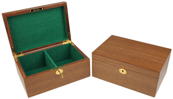 Image of ID 1255961283 Classic Walnut Chess Piece Box With Green Felt Lining - Medium