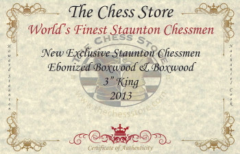 Image of ID 1255961288 New Exclusive Staunton Chess Set Ebonized & Boxwood Pieces with Mahogany Chess Box - 3" King