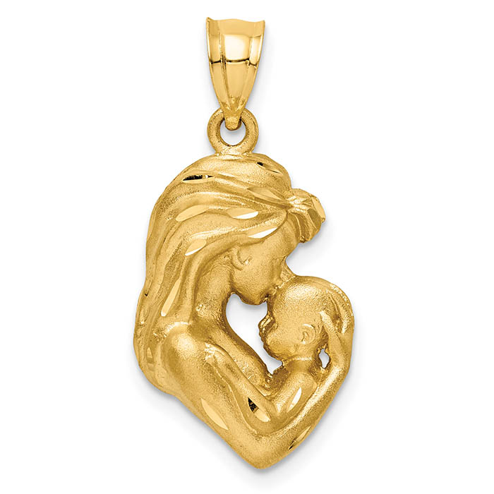 Image of ID 1260126334 mother cradling baby pendant 14k gold