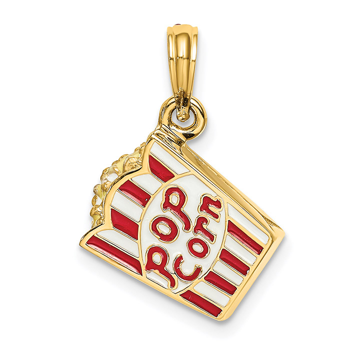 Image of ID 1260126360 enameled popcorn bag pendant 14k gold