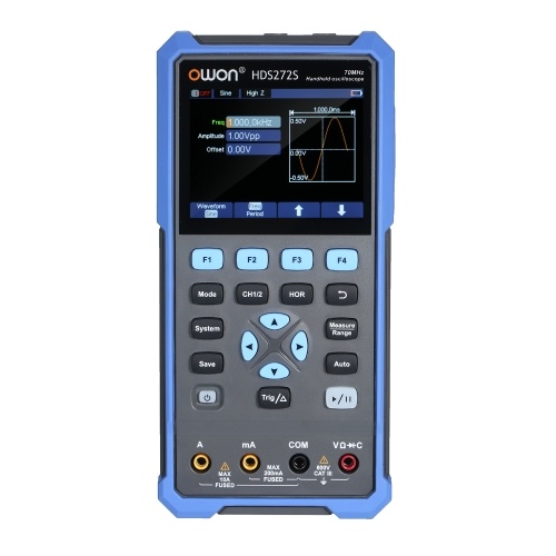 Image of ID 1266851780 OWON  3-in-1Oscilloscope Multimeter Waveform Generator HDS272S 2CH 70MHz AWG  20000 Counts Scope Meter with Color Screen for Automobile Maintenance and Power Detection