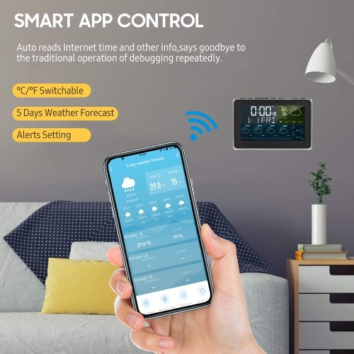 Image of ID 1266853332 WiFi Smart LCD Weather Station APP Control Digital Indoor Outdoor Temperature Humidity Monitor Support Google Home