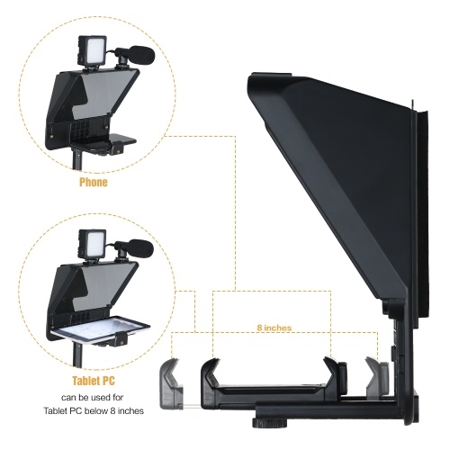 Image of ID 1266854028 Andoer A10 Portable Smartphone DSLR Camera Teleprompter Prompter with Phone Holder Remote Control for Video Recording Live Streaming Interview Stage Presentation Speech